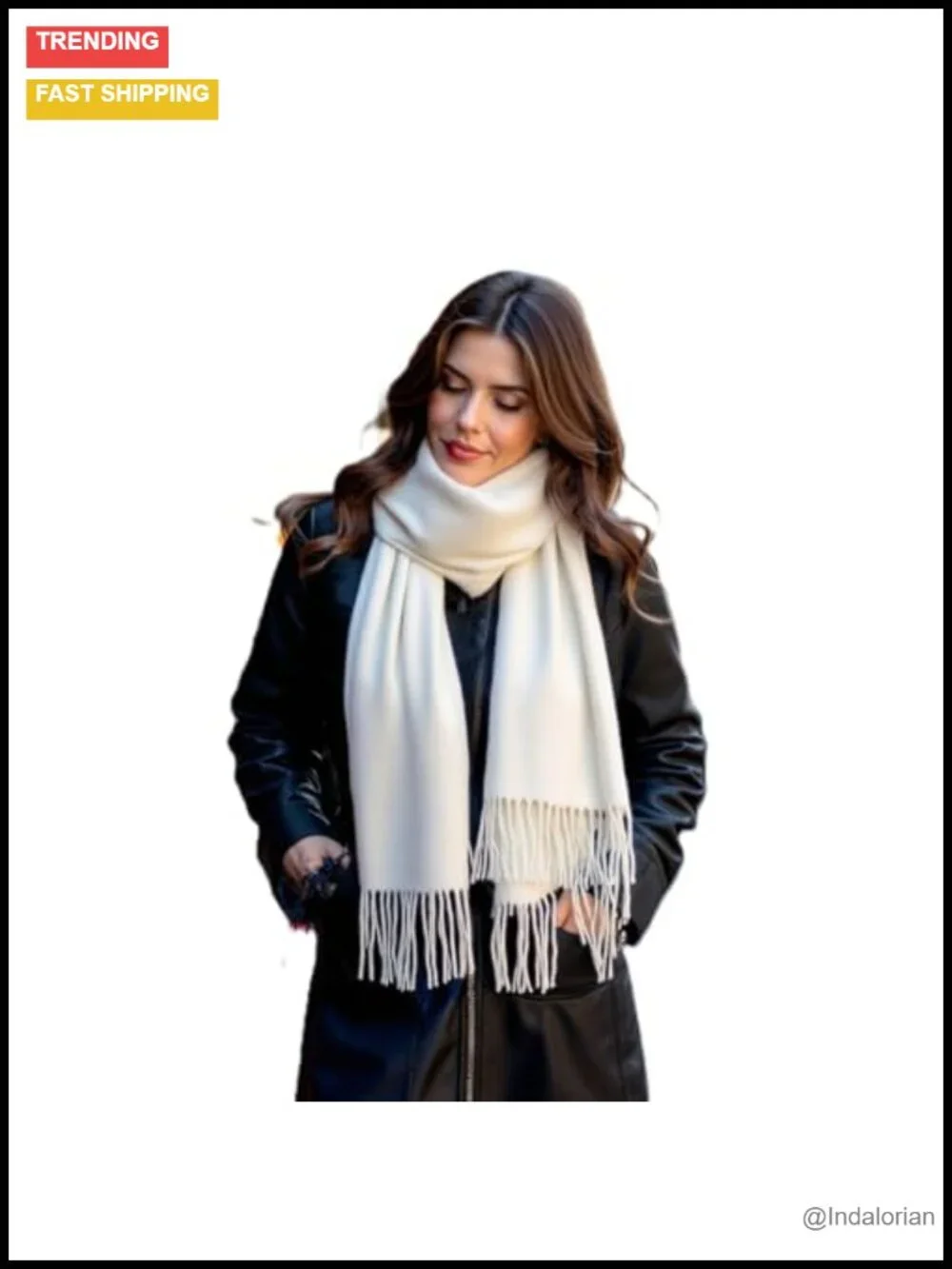 Luxurious Cashmere-Like Fringed Wrap Scarf Oversized Shawl